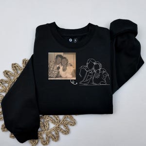 Custom Embroidered Portrait From Photo Sweatshirt, Custom Embroidered Sweatshirt, Mothers Day Gift, Fathers Day Gift, Anniversary Gift