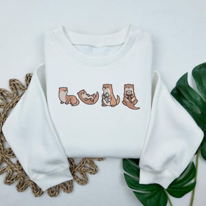Otters EMBROIDERED Sweatshirt, Otter Mom Sweatshirt, Sea Otter Sweater, Otter Lover Gift, Otter Shirt, Cute Sweater, Animal Sweater