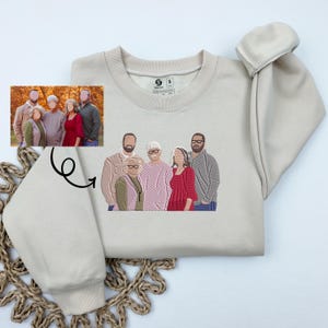 Custom Embroidered Portrait Sweatshirt, Custom Photo On Sweatshirt Embroidered, Mothers Day Gift, Fathers Day Gift, Christmas Gift