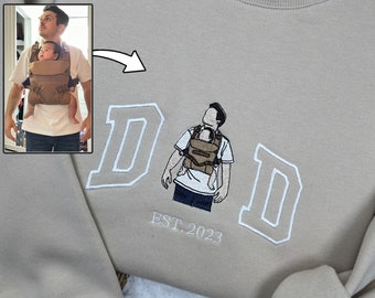 Custom Photo Embroidered Dad Sweatshirt, Father & Son Gift