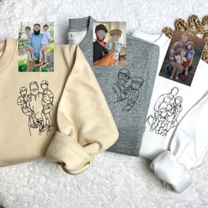 Custom Embroidered Portrait From Photo Sweatshirt, Custom Embroidered Sweatshirt, Mothers Day Gift, Fathers Day Gift, Anniversary Gift