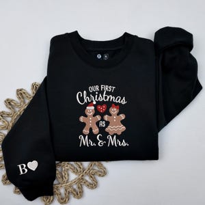 EMBROIDERED Our First Christmas as Mr. And Mrs Sweatshirt, Couple Christmas Sweatshirt, Family Christmas Sweatshirt, Crew Neck Sweatshirt