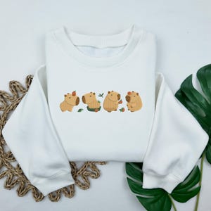 EMBROIDERED Capybara Sweatshirt, Capybara Crewneck, Capybara Sweater, Cute Capybara Sweatshirt, Capybara Gift, Capybara Lover Sweatshirt