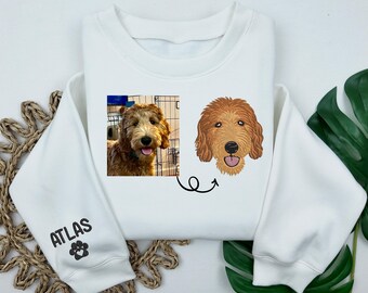 Custom Dog Portrait Embroidered Sweatshirt, Personalized Pet Gift