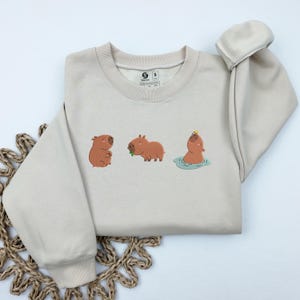 EMBROIDERED Capybara Sweatshirt, Capybara Crewneck, Capybara Sweater, Cute Capybara Sweatshirt, Capybara Gift, Capybara Lover Sweatshirt