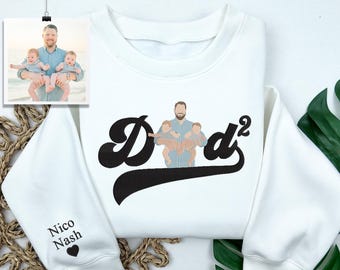 Custom Dad Portrait Embroidered Sweatshirt, Personalized Father's Day Gift