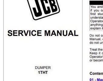 JCB 1THT SERVICE Manual for Dumper Download PDF