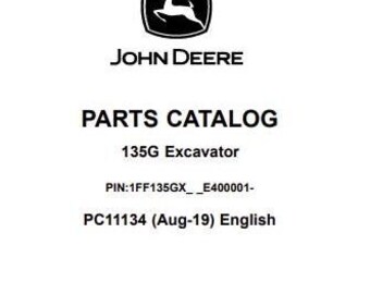 135G Excavator John Deere PARTS CATALOG Manual PC11134 Pdf Download