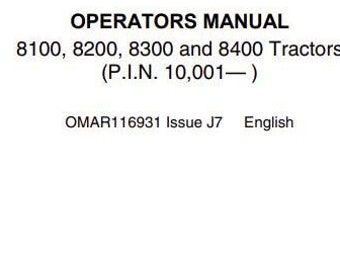 John Deere 8100 8200 8300 8400 Tractors Operators Manual OMAR116931 PDF Download