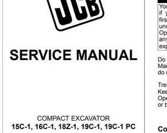 JCB 15C-1, 16C-1, 18Z-1, 19C-1 SERVICE Manual for Mini Compact Excavator Download PDF