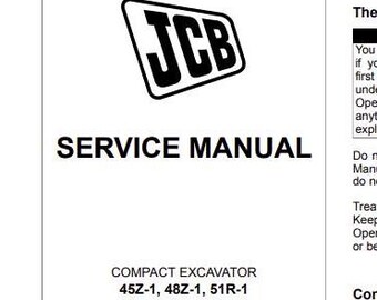 JCB 45Z-1, 48Z-1, 51R-1 SERVICE Manual for Mini Compact Excavator Download PDF
