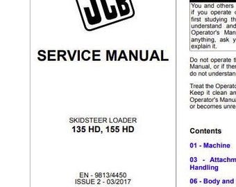 JCB 135HD, 155HD SERVICE Manual for Skid Steer Loader Download PDF