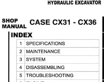 Case CX31, CX36 Mini Excavators Service Shop Repair Manual pdf Download