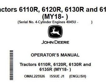 OPERATORS MANUAL 6110R 6120R 6130R 6135R for John Deere Tractors PDF Download