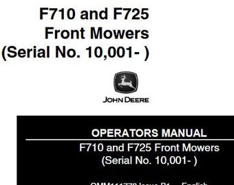 Operators - F710 F725 Front Mowers John Deere Owners Users Operations Manual PDF Download