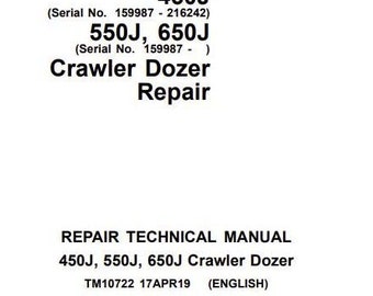 450J 550J 650J Crawler Dozer Repair Technical Manual TM10722 PDF