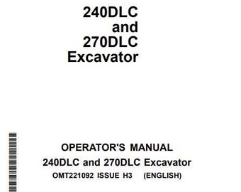 OPERATORS 240DLC 270DLC for John Deere Excavator PDF