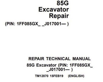 85G Repair Excavator John Deere Technical Manual Pdf Download