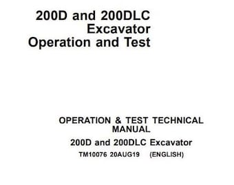 200D, 200DLC Operations and Test Manual Excavator John Deere Technical Pdf Download