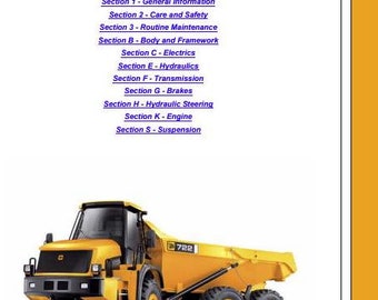 JCB 722 SERVICE Manual for Articulated Dump Truck Download PDF