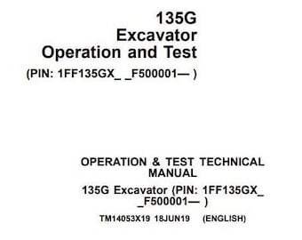 135G Operations and Test Manual Excavator John Deere Technical Pdf Download