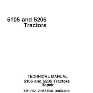 Repair for 5105 5205 John Deere Tractor Technical Service Repair Manual