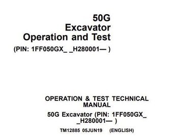50G Operations and Test Manual Excavator John Deere Technical Pdf Download