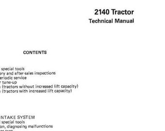 2140 John Deere Tractor Technical SERVICE Repair Manual PDF