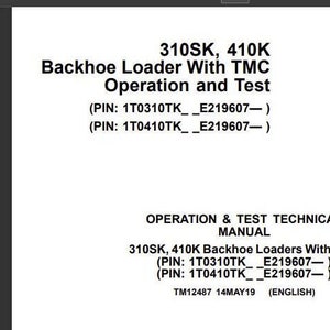 310SK 410K Operations and Test Manual Loader John Deere Technical Pdf Download
