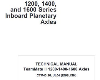 CTM43 TeamMate II 1200 1400 and 1600 Series Inboard Planetary Axles Technical John Deere Manual PDF Download