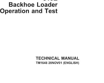 TM1648 - 310E Backhoe Loader Operation and Tests Technical Manual John Deere Manual PDF Instant Download