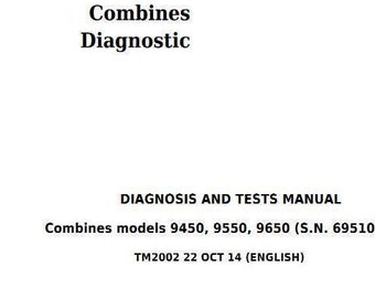 TM2002 - 9450 9550 9650 Combine John Deere Diagnostic Operation & Test Technical Manual PDF Download