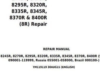 8245R 8270R 8295R 8320R 8335R 8345R 8370R 8400R Repair for John Deere Tractors Service Manual PDF Download