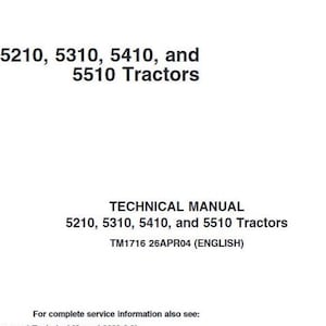Repair for 5210 5310 5410 5510 John Deere Tractor Technical Manual PDF Download