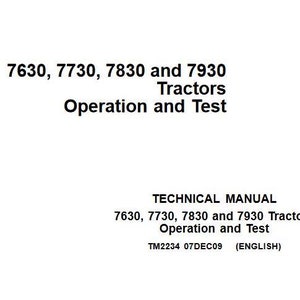 Operation Test for 7630 7730 7830 7930 John Deere Tractor Diagnostic Operation and Test Manual