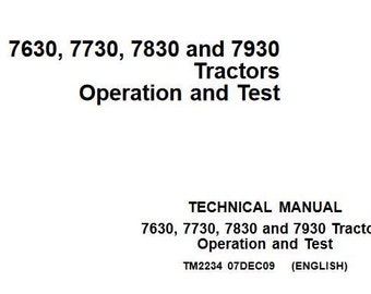 Operation Test for 7630 7730 7830 7930 John Deere Tractor Diagnostic Operation and Test Manual