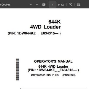 Proprietários - Manual do Proprietário do Operador de Carregadeira 4WD 644K John Deere PDF Baixe Agora