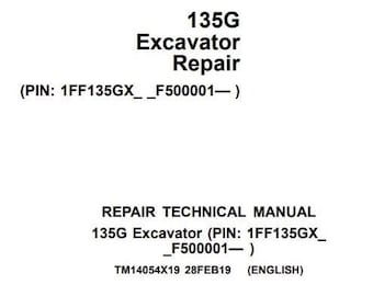 135G Repair Excavator John Deere Technical Manual Pdf Download