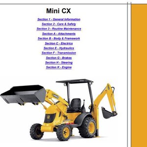 JCB Mini Cx SERVICE Manual for Backhoe Loaders Download PDF