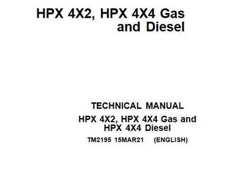 TM2195 - HPX 4x2 4x4 Gator Utility Vechicle John Deere Service Repair Technical Manual PDF Download