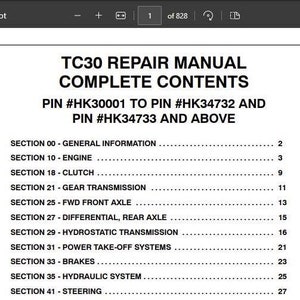 New Holland TC30 Tractors Service Repair Manual PDF Download