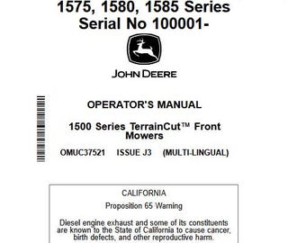 Owners - 1550, 1570, 1575, 1580, 1585 Front Mowers TerrainCut Operators Manual OMUC37521 John Deere Operations PDF Download