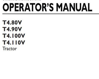 Operators - T4.80V T4.90V T4.100V T4.110V Tractors New Holland Owners Operation Manual PDF Download