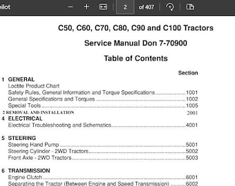 Case IH Tractor C50 C60 C70 C80 C90 C100 Service Repair Manual DON 7-70910 pdf Download