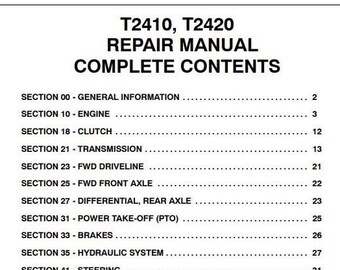 T2410 T2420 New Holland Tractors Service Repair Manual PDF Download