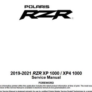 2019-2021 Polaris RZR XP XP4 1000 Service Manual PDF Download