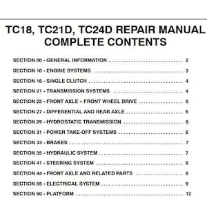 New Holland TC18 TC21 TC24D Tractor Service Repair Shop Manual 87012847 PDF Download