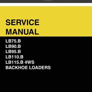 Puede incluir: Un manual de servicio en negro y amarillo para las cargadoras retroexcavadoras New Holland Construction. El manual cubre los modelos LB75.B, LB90.B, LB95.B, LB110.B y LB115.B 4WS.