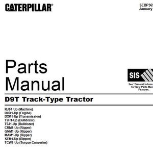 CAT D9T Track-Type Tractor Parts Catalog Caterpillar Manual PDF Download