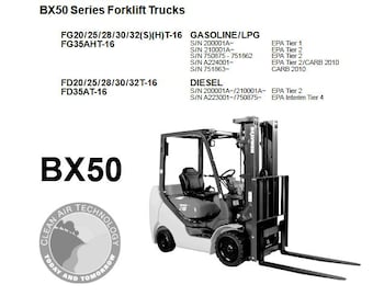 Komatsu FG20/25/28/30/32(S)(H)T-16 FG35AHT-16 FD20/25/28/30/32T-16 FD35AT-16 BX50 Forklift Parts Catalog Manual PDF Download